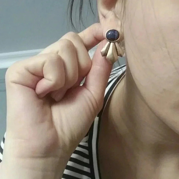 Lapis Lazuli Tribal Stud Earrings - Picture 6 of 7